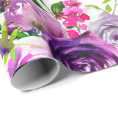 Purple Floral Wedding Wrapping Paper (Roll Corner)