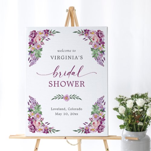 Purple Floral Welcome Sign
