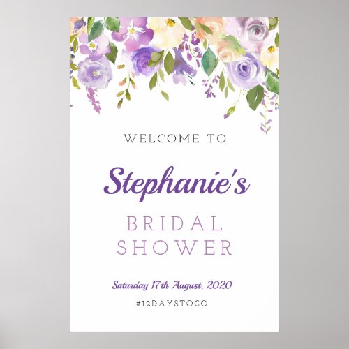 Purple floral welcome sign purple floral poster