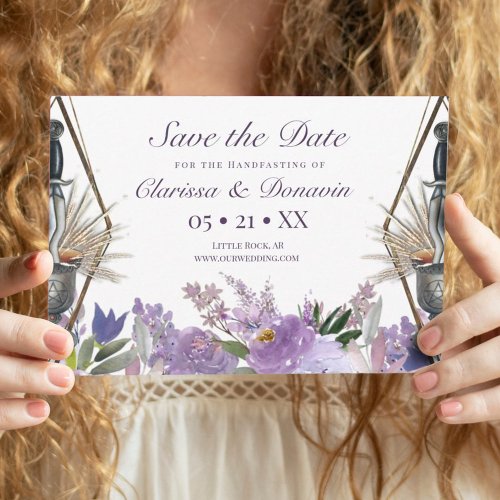 Purple Floral Wiccan Rite of Union Handfasting Save The Date