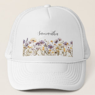 Purple Floral Wildflower Name Trucker Hat