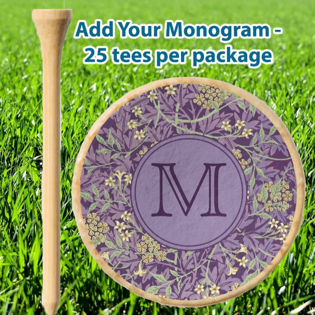 Purple Floral William Morris Custom Initial Ladies Golf Tees (Creator Uploaded)