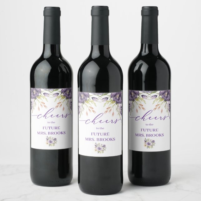 Purple Floral Wine Label (Bottles)