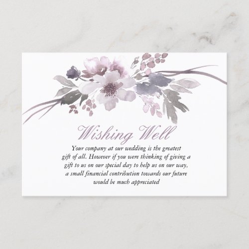 Purple Floral Winter Wedding Wishing Well Enclosure Card