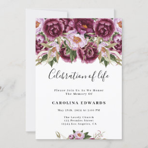 Purple Floral Woman Celebration Of Life Invite