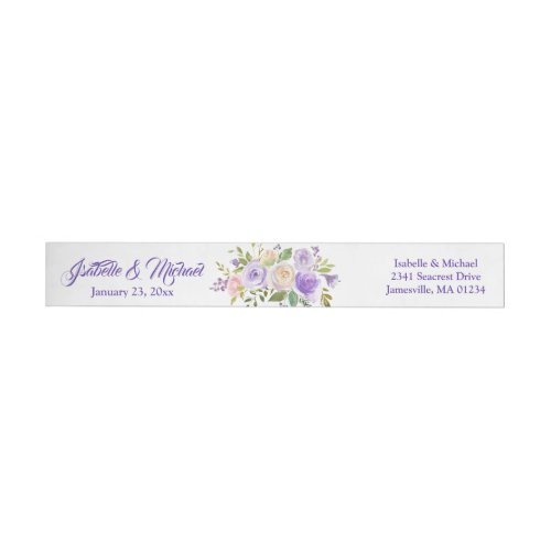 Purple Floral Wraparound Return Address Label