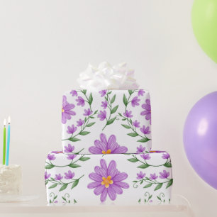 Purple Floral Wrapping Paper