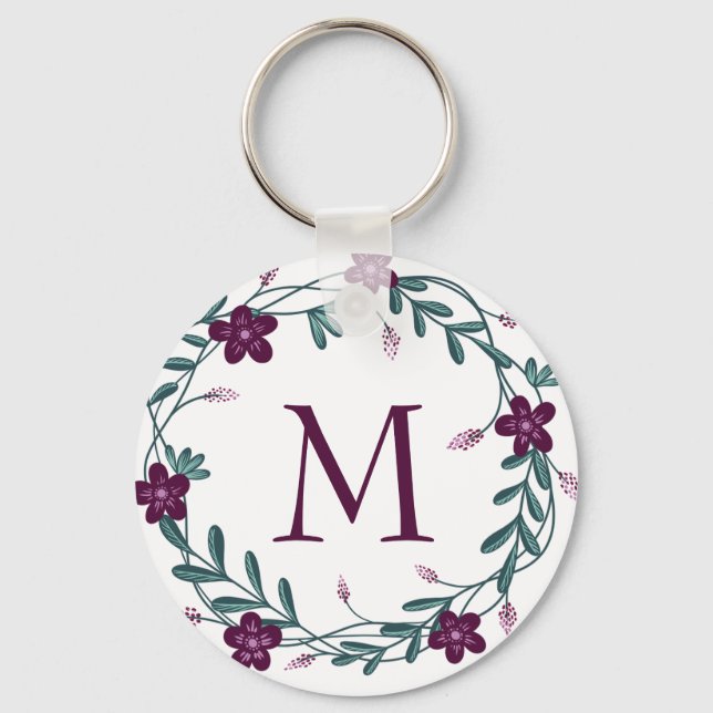 Purple Floral Wreath Keychain (Front)