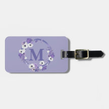 Purple Floral Wreath Monogram Initial