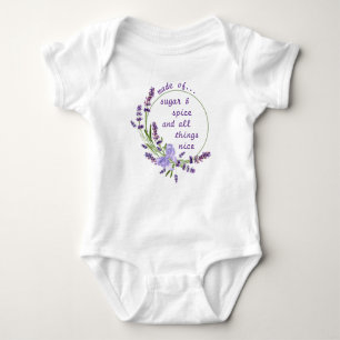 Purple Floral Wreath Sugar & Spice Nursery Rhyme Baby Bodysuit