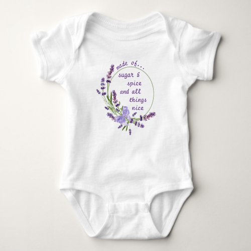 Purple Floral Wreath Sugar  Spice Nursery Rhyme Baby Bodysuit