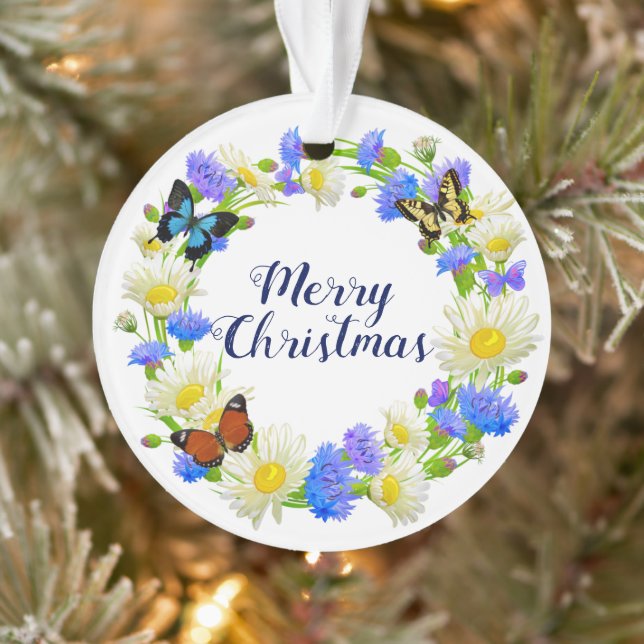 purple floral wreath with butterfly ornament (Tree)