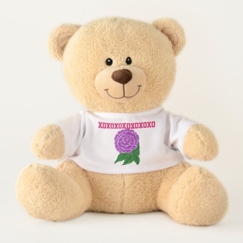 Purple Floral XO Teddy Bear