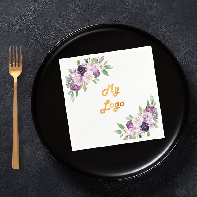 Purple florals business logo napkins (Creator Uploaded)