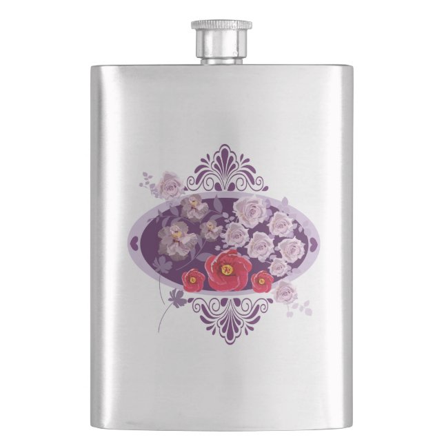 purple florals flask (Front)