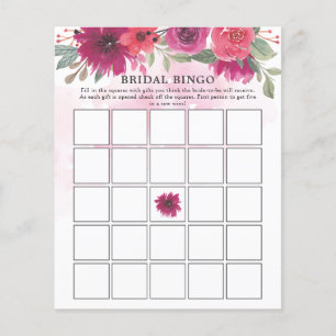 Purple Florals Greenery Bridal Shower Bingo Game