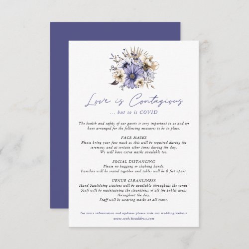 Purple Florals Love Is Contagious COVID 19 Safety Enclosure Card