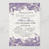 Purple florals spring Bridal shower Invitation