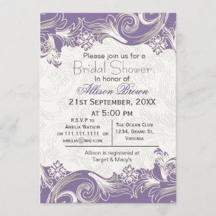 Purple florals spring Bridal shower Invitation