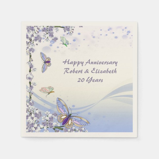 Purple Florets & Butterflies Personalize Party Napkins (Front)