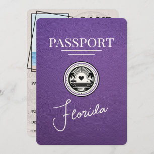 Purple Florida Passport Save The Date