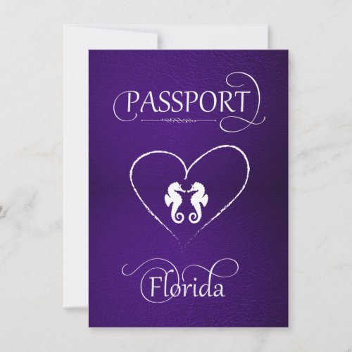 Purple Florida Passport Save the Date Card