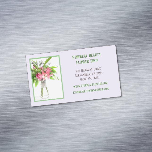 Purple Florist Business Card Magnet (In Situ)
