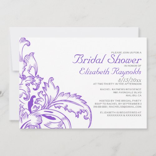 Purple Flourish Bridal Shower Invitations
