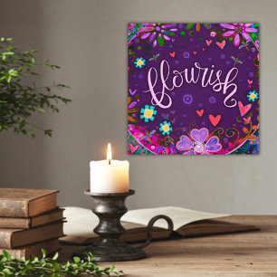 Purple Flourish Inspirational Heart Floral Pretty Canvas Print