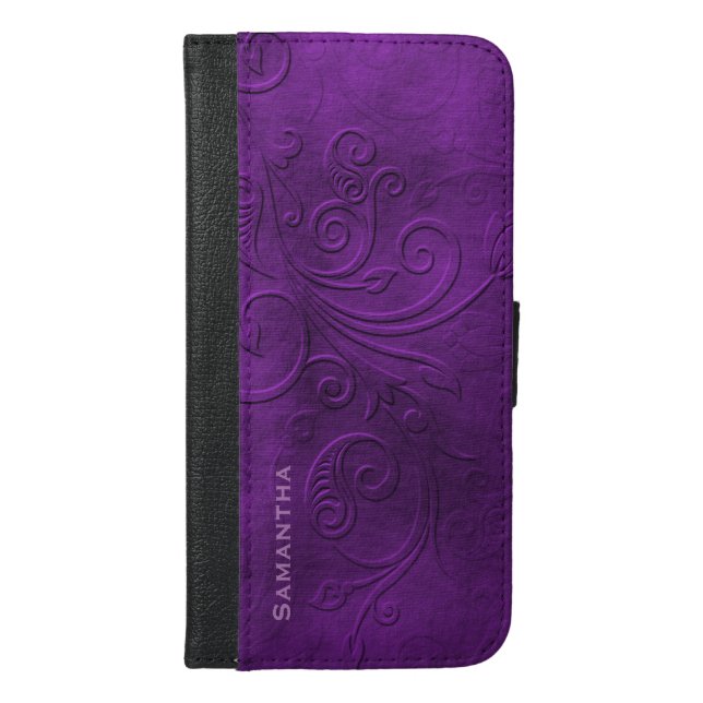 Purple Flourish iPhone 6 Plus Wallet Case (Front)
