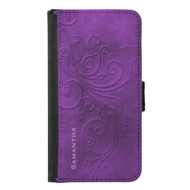 Purple Flourish Samsung S5 Wallet Case (Front)