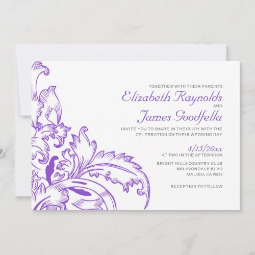 Purple Flourish Wedding Invitations