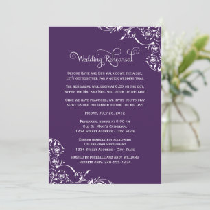 Purple Flourish Wedding Rehearsal Invitation