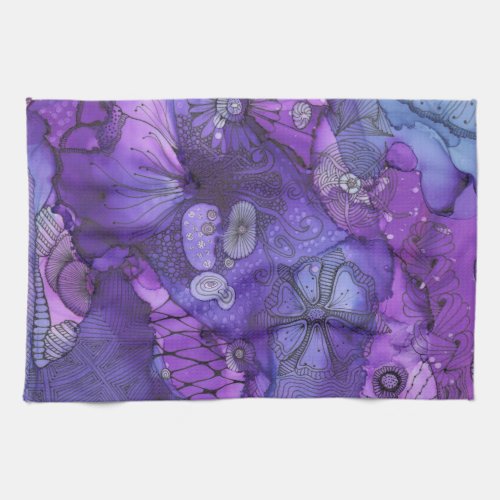 Purple Flow Doodle Hand Towel