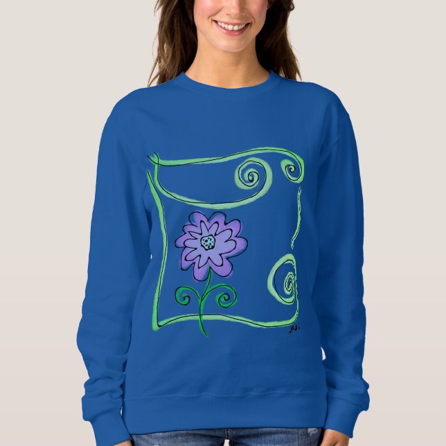 Purple Flower Abstract Art to Wear Sweatshirt (Front)