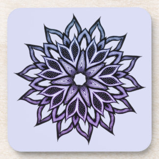 Purple Flower Abstract Mandala Beverage Coaster