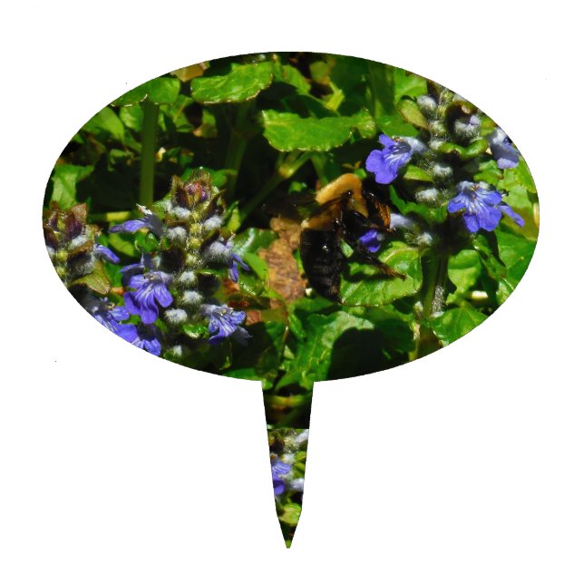 Purple Flower and Bumble Bee Cake Topper (Front)