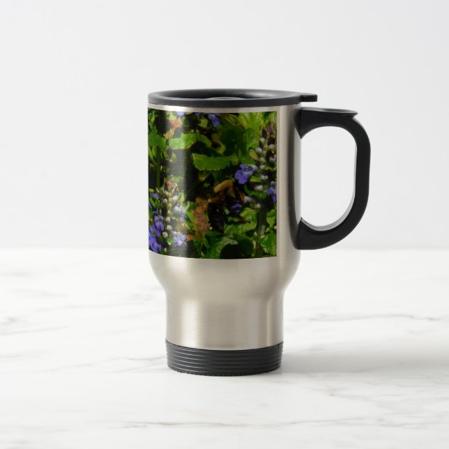 Purple Flower and Bumble Bee Travel Mug (Right)