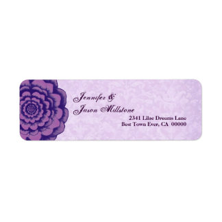 Purple Flower and Damask Wedding Label