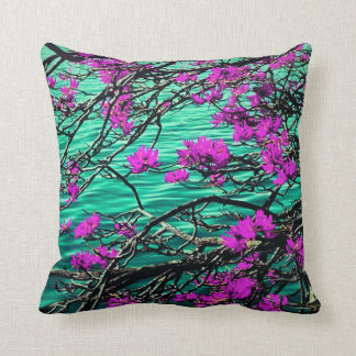 Purple flower and flowing river cushion