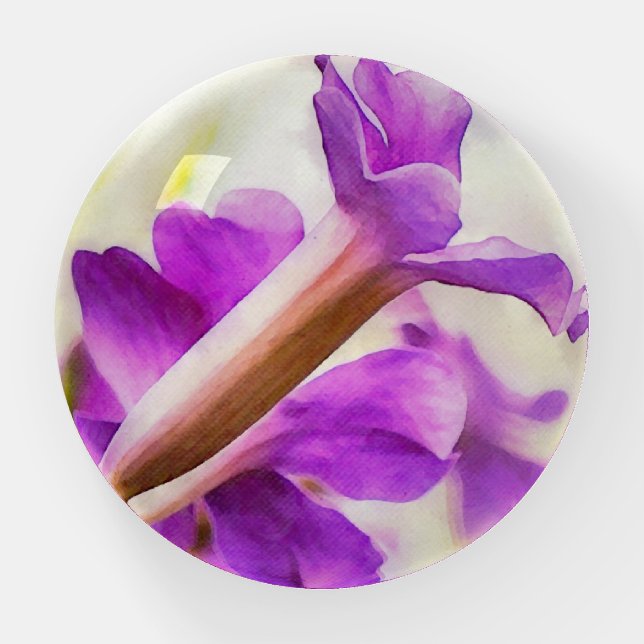 Purple Flower Art Glass Paperweight (Front)