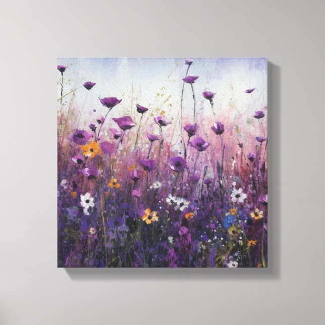 Purple Flower Art Landscape Design Canvas Print (Front)