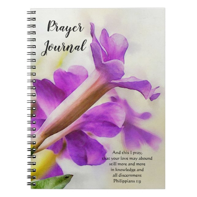 Purple Flower Art Prayer Journal Notebook (Front)