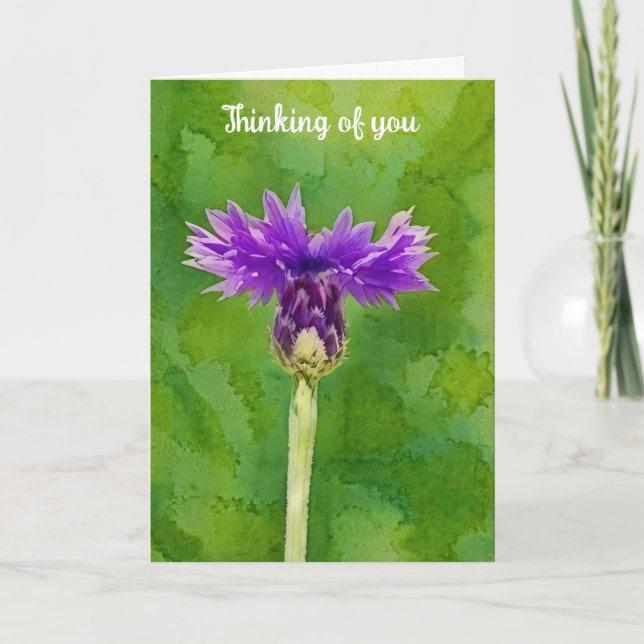 Purple Flower Art Thinking of You Personal Card (Front)