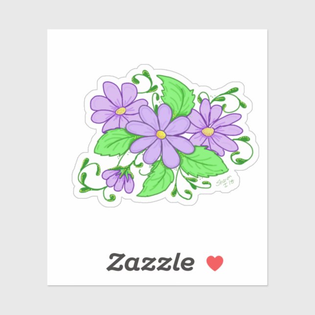 Purple Flower Artistic design sticker (Sheet)