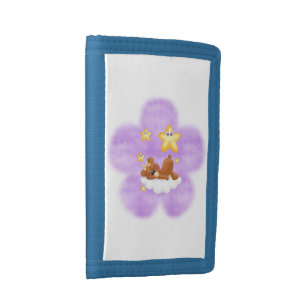 Purple Flower Bear Trifold Wallet