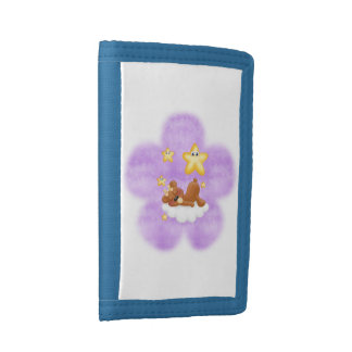 Purple Flower Bear Trifold Wallet