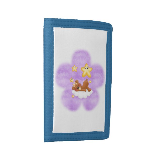 Purple Flower Bear Trifold Wallet (Side)