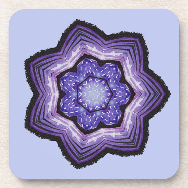 Purple Flower Beautiful Abstract Art Beverage Coaster (Front)