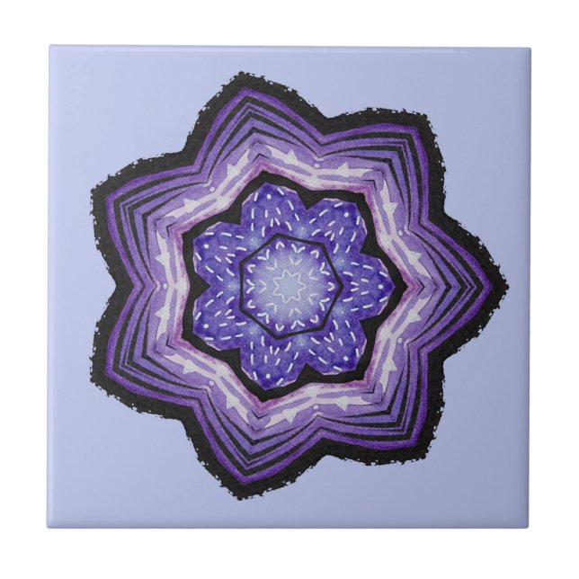 Purple Flower Beautiful Abstract Art Ceramic Tile (Front)